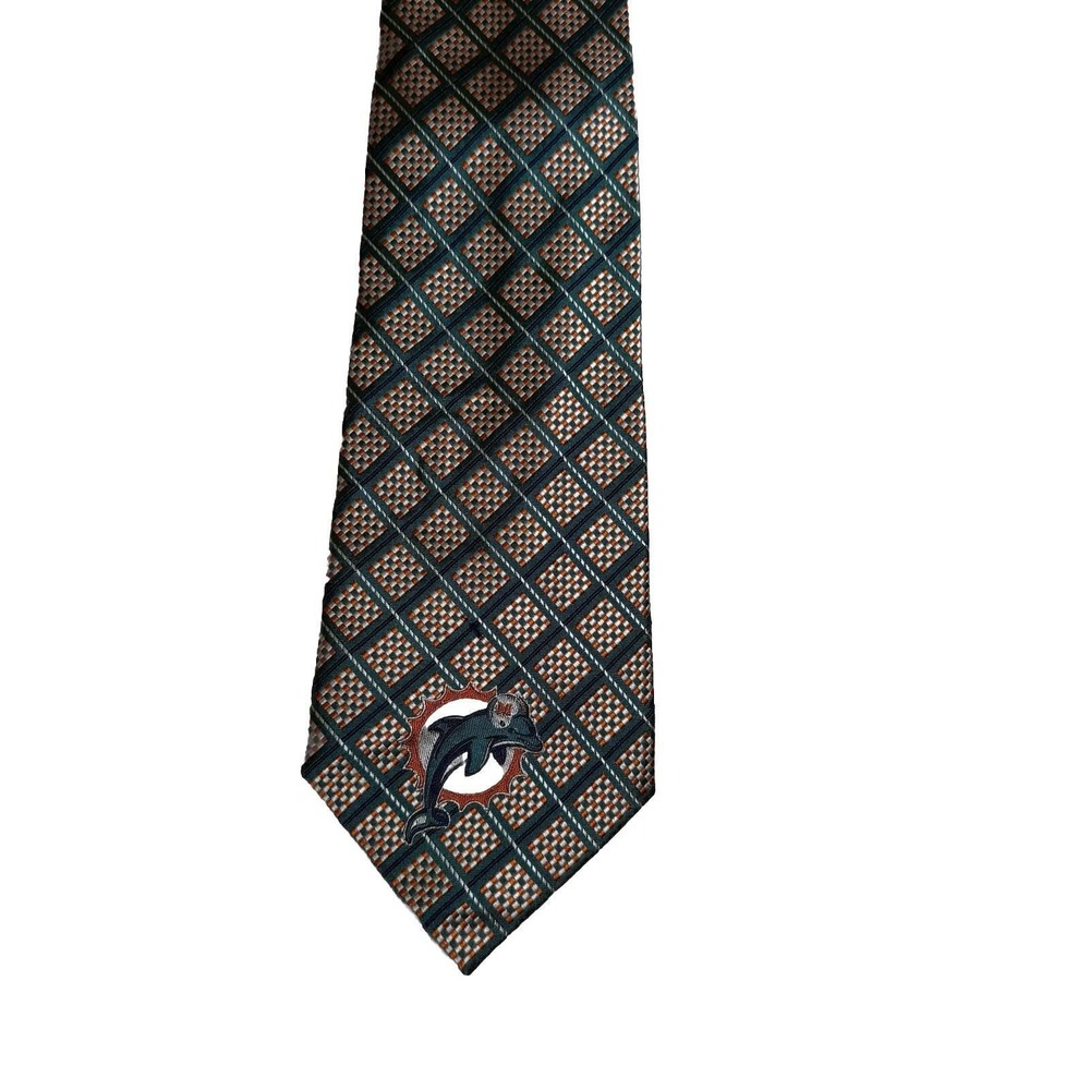 Eagles Wings Necktie Mens‎ OS Aqua Orange Excellent NFL Miami Dolphins Silk 4in